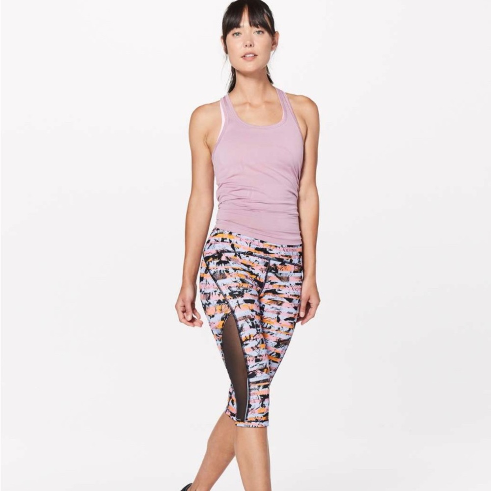 Lululemon Sun Runner Crop 17” *Inversion Multi/Black* Mesh Tight